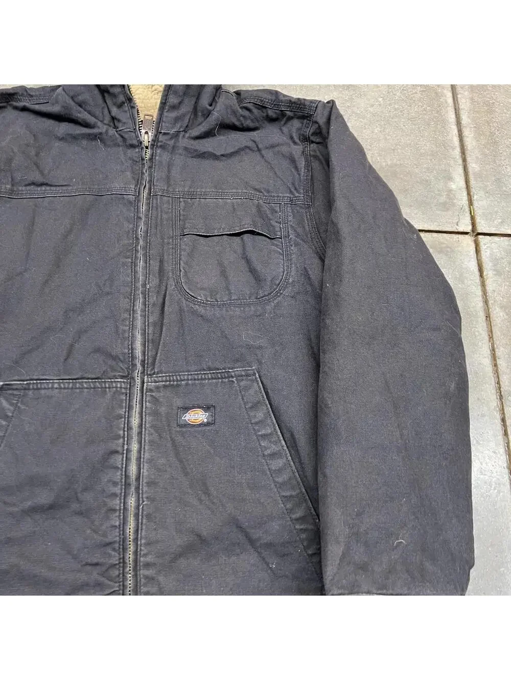 vintage dickies faded black sherpa lined workwear jacket size medium